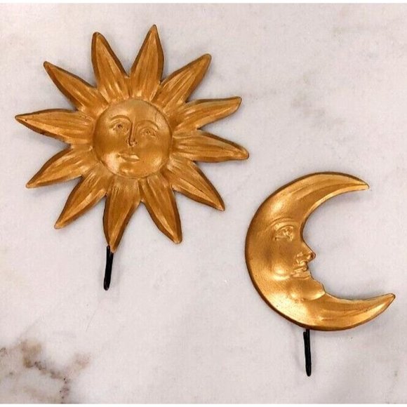 Pier 1 Wall Decor Sun And Moon Gold Black Metal Wall Hooks Set Of 2